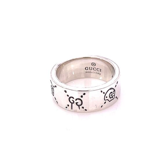 Gucci Estate Engraved Ring Size 8 Sterling Silver 8.5 mm Height G49 - Picture 6 of 11